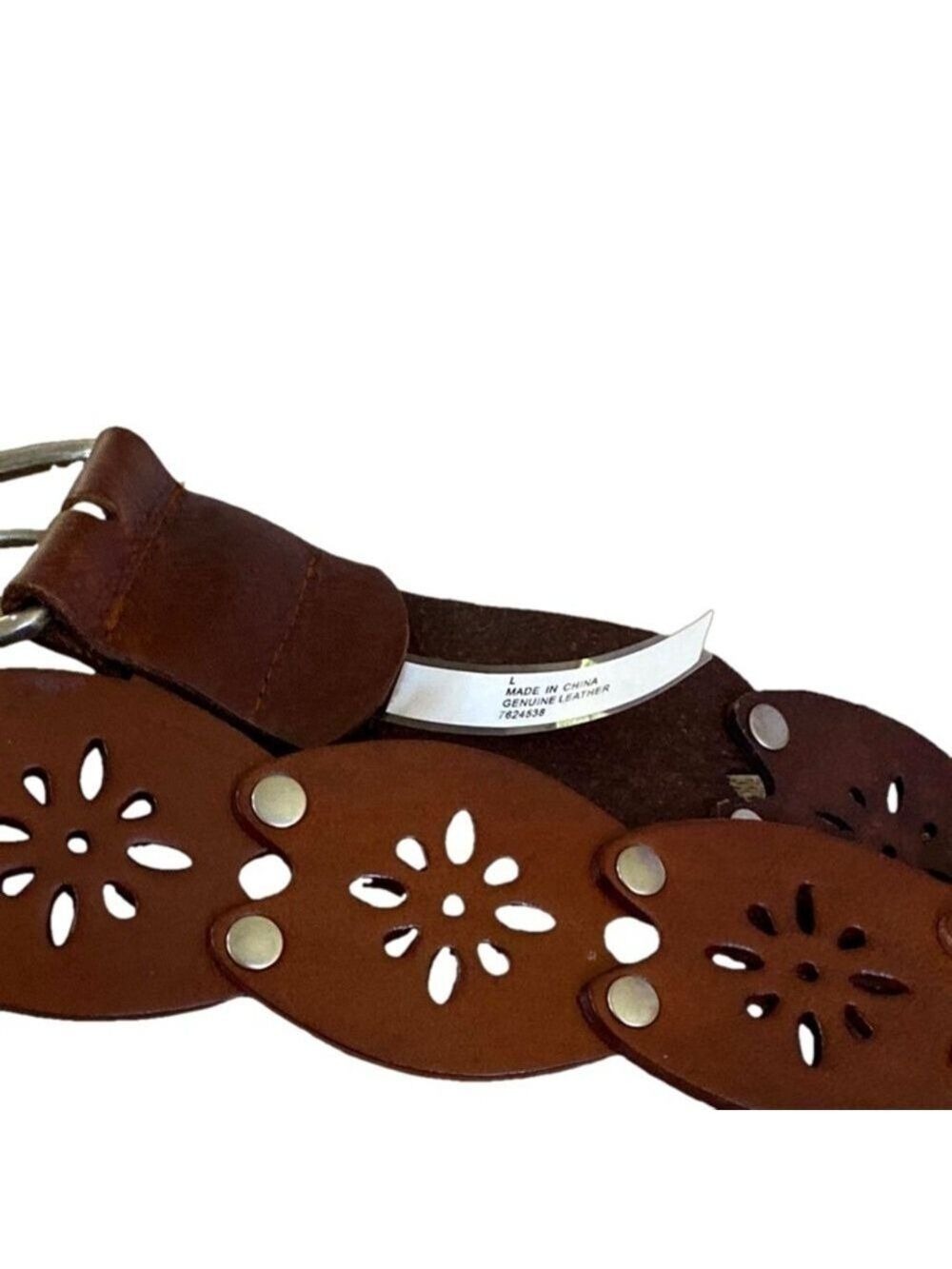 Y2K Genuine Leather Belt Cut Out with Grommets 43” X 2 1/4” - Picture 3 of 3